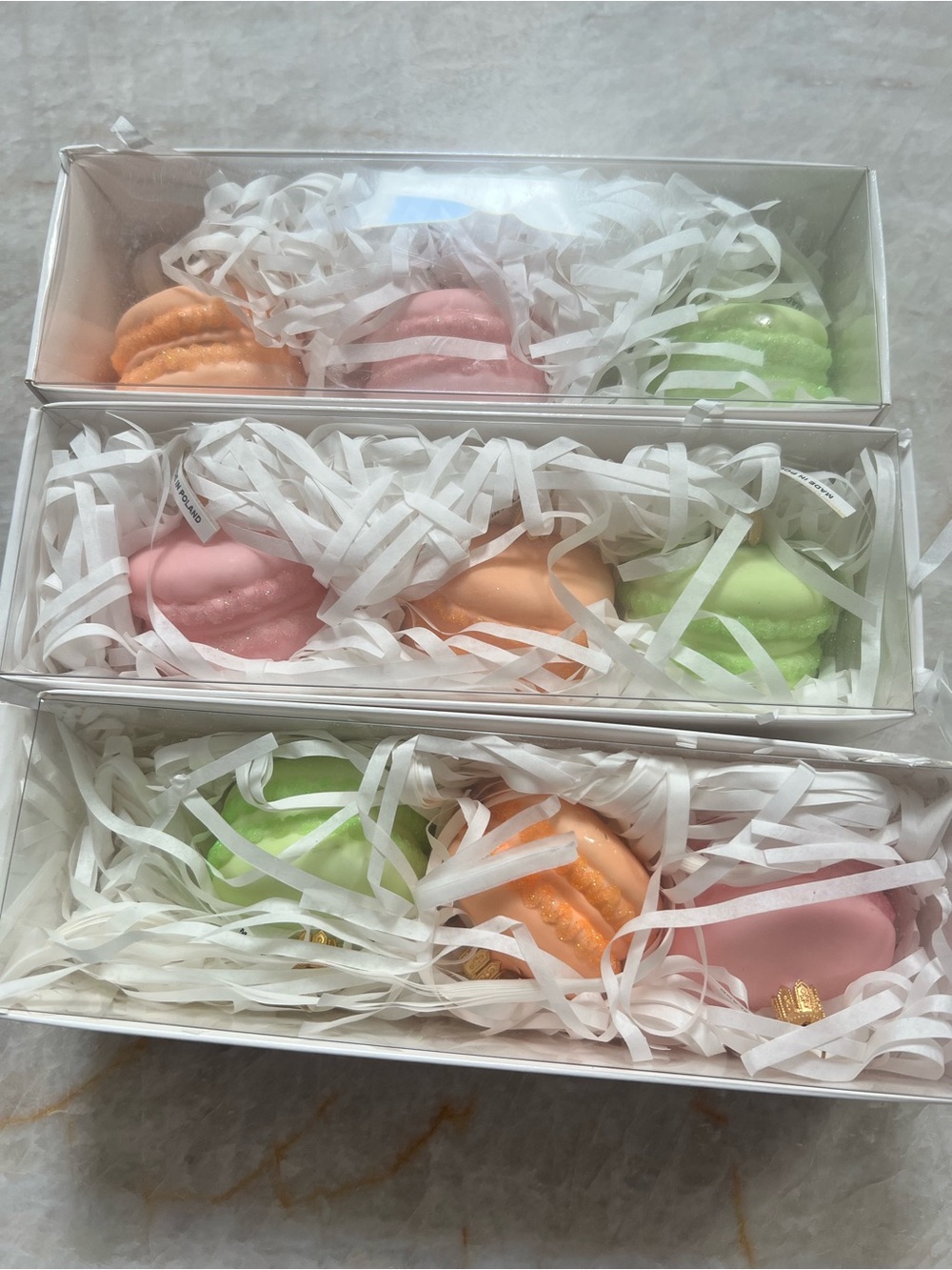 Pastel Macaron Ornaments - Pink, Peach, Green